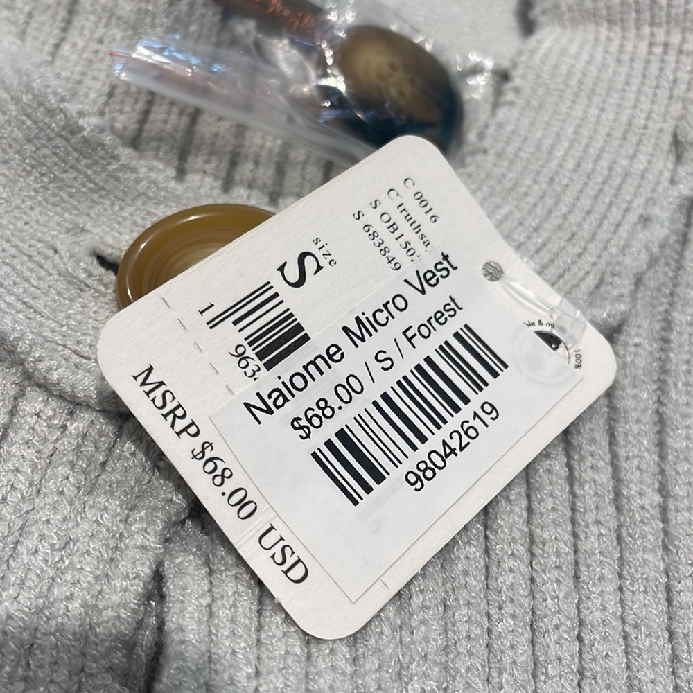 Free People Naiome Micro Vest Truthsyer Grey NWT Small - Picture 13 of 13